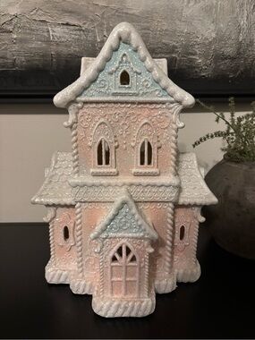 Pastel Glitter Christmas Gingerbread Light-Up House